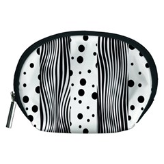 Stripes Black White Pattern Accessory Pouch (medium) by designsbymallika