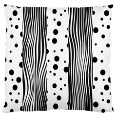 Stripes Black White Pattern Large Flano Cushion Case (two Sides) by designsbymallika