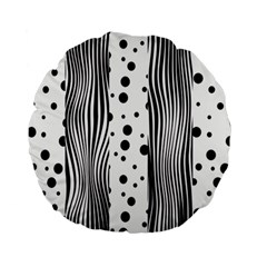 Stripes Black White Pattern Standard 15  Premium Flano Round Cushions by designsbymallika