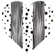 Stripes Black White Pattern Wooden Puzzle Heart by designsbymallika