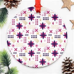 Minimal Floral Pattern Ornament (round) by designsbymallika