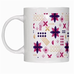 Minimal Floral Pattern White Mugs by designsbymallika