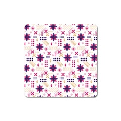 Minimal Floral Pattern Square Magnet by designsbymallika