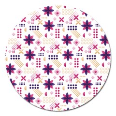 Minimal Floral Pattern Magnet 5  (round) by designsbymallika