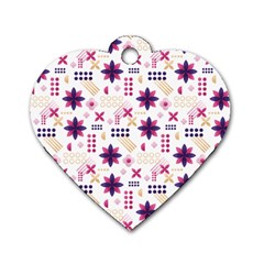 Minimal Floral Pattern Dog Tag Heart (two Sides) by designsbymallika