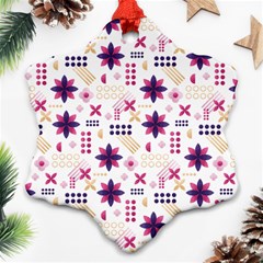 Minimal Floral Pattern Snowflake Ornament (two Sides) by designsbymallika