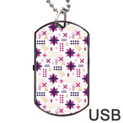 Minimal Floral Pattern Dog Tag Usb Flash (two Sides) by designsbymallika