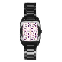 Minimal Floral Pattern Stainless Steel Barrel Watch by designsbymallika