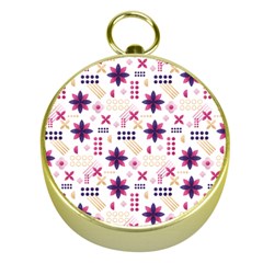 Minimal Floral Pattern Gold Compasses by designsbymallika