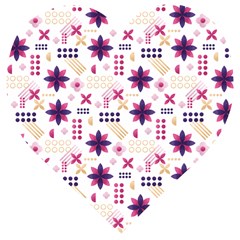 Minimal Floral Pattern Wooden Puzzle Heart