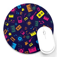 Seamless Musical Pattern Round Mousepads by designsbymallika