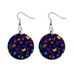 Seamless Musical Pattern Mini Button Earrings by designsbymallika