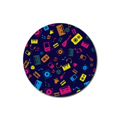 Seamless Musical Pattern Rubber Coaster (round)  by designsbymallika