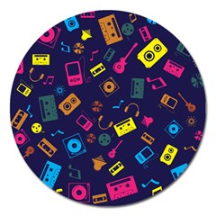 Seamless Musical Pattern Magnet 5  (round) by designsbymallika