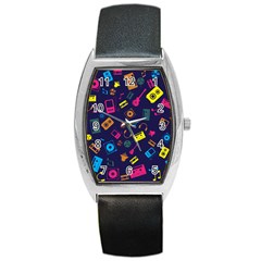 Seamless Musical Pattern Barrel Style Metal Watch by designsbymallika