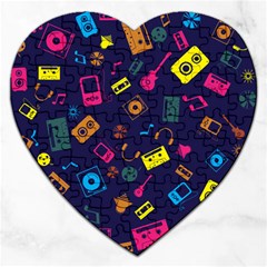 Seamless Musical Pattern Jigsaw Puzzle (heart) by designsbymallika