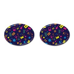 Seamless Musical Pattern Cufflinks (oval) by designsbymallika