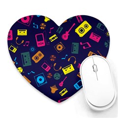 Seamless Musical Pattern Heart Mousepads by designsbymallika