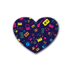 Seamless Musical Pattern Rubber Coaster (heart)  by designsbymallika