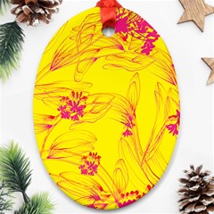 Floral Abstract Pattern Oval Ornament (two Sides) by designsbymallika