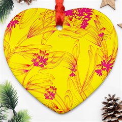 Floral Abstract Pattern Heart Ornament (two Sides)