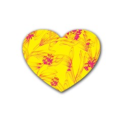 Floral Abstract Pattern Rubber Coaster (heart)  by designsbymallika