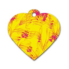 Floral Abstract Pattern Dog Tag Heart (two Sides) by designsbymallika