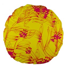 Floral Abstract Pattern Large 18  Premium Flano Round Cushions by designsbymallika