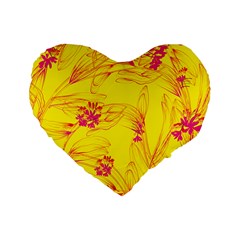 Floral Abstract Pattern Standard 16  Premium Flano Heart Shape Cushions by designsbymallika