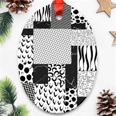 Black And White Pattern Ornament (oval) by designsbymallika