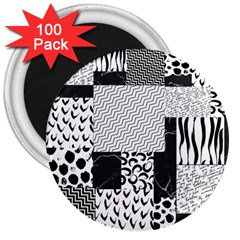 Black And White Pattern 3  Magnets (100 Pack) by designsbymallika