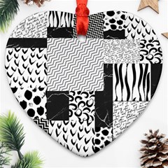 Black And White Pattern Heart Ornament (two Sides)