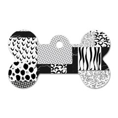 Black And White Pattern Dog Tag Bone (two Sides) by designsbymallika