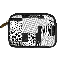 Black And White Pattern Digital Camera Leather Case by designsbymallika