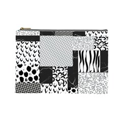 Black And White Pattern Cosmetic Bag (large) by designsbymallika