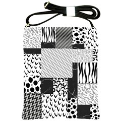 Black And White Pattern Shoulder Sling Bag by designsbymallika