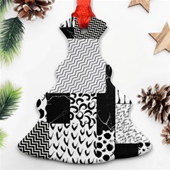 Black And White Pattern Ornament (christmas Tree)  by designsbymallika