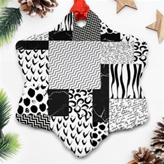 Black And White Pattern Snowflake Ornament (two Sides) by designsbymallika