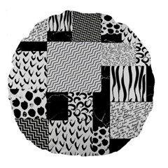 Black And White Pattern Large 18  Premium Round Cushions by designsbymallika