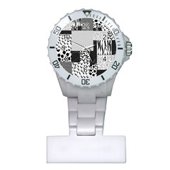 Black And White Pattern Plastic Nurses Watch by designsbymallika