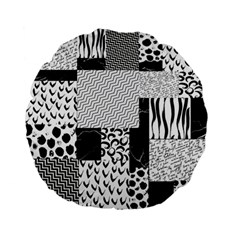 Black And White Pattern Standard 15  Premium Flano Round Cushions by designsbymallika