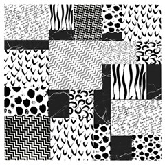 Black And White Pattern Wooden Puzzle Square by designsbymallika