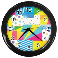 Geometric Pattern Wall Clock (black)