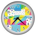 Geometric Pattern Wall Clock (Silver) Front