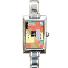 Tribal Mosaic Print Rectangle Italian Charm Watch by designsbymallika