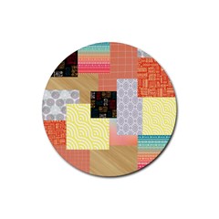 Tribal Mosaic Print Rubber Round Coaster (4 Pack)  by designsbymallika