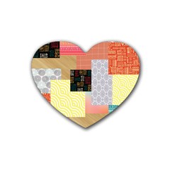 Tribal Mosaic Print Rubber Coaster (heart)  by designsbymallika