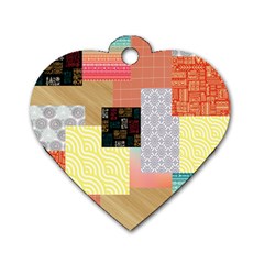 Tribal Mosaic Print Dog Tag Heart (two Sides) by designsbymallika