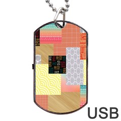 Tribal Mosaic Print Dog Tag Usb Flash (one Side) by designsbymallika