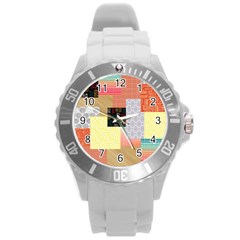 Tribal Mosaic Print Round Plastic Sport Watch (l)